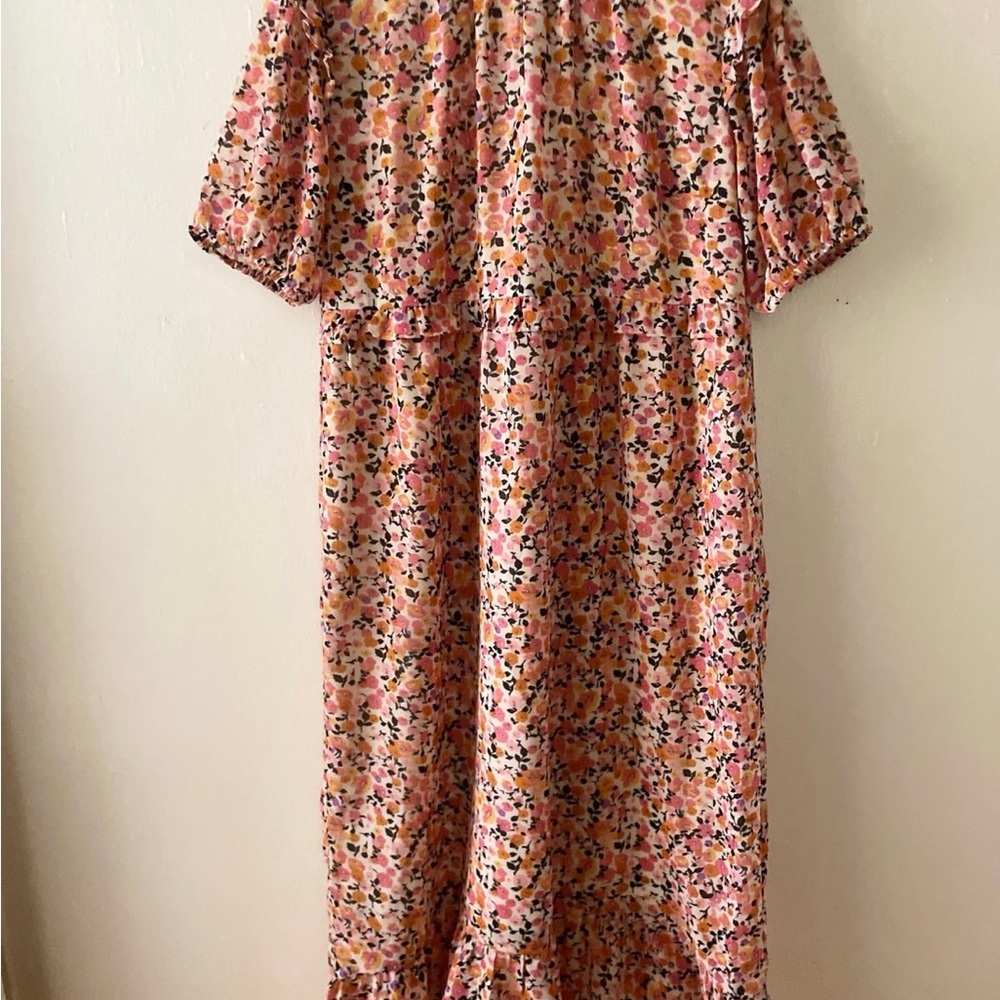 Floral Maxi Dress in Pink and Orange